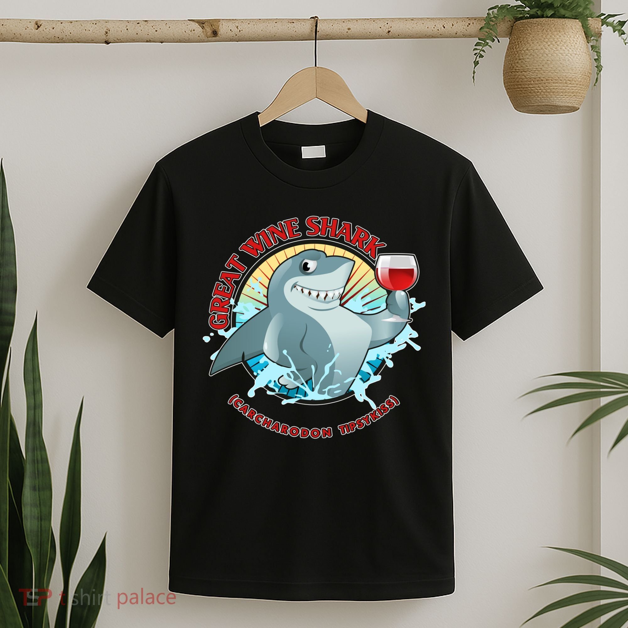 Funny Great Wine Shark Emblem T-Shirt