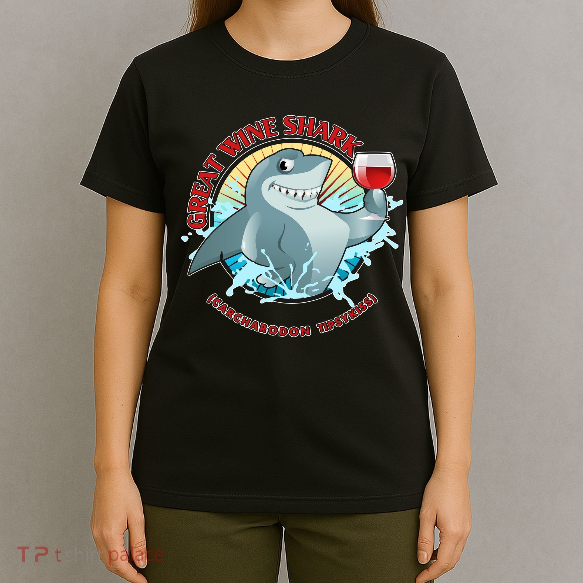 Funny Great Wine Shark Emblem T-Shirt