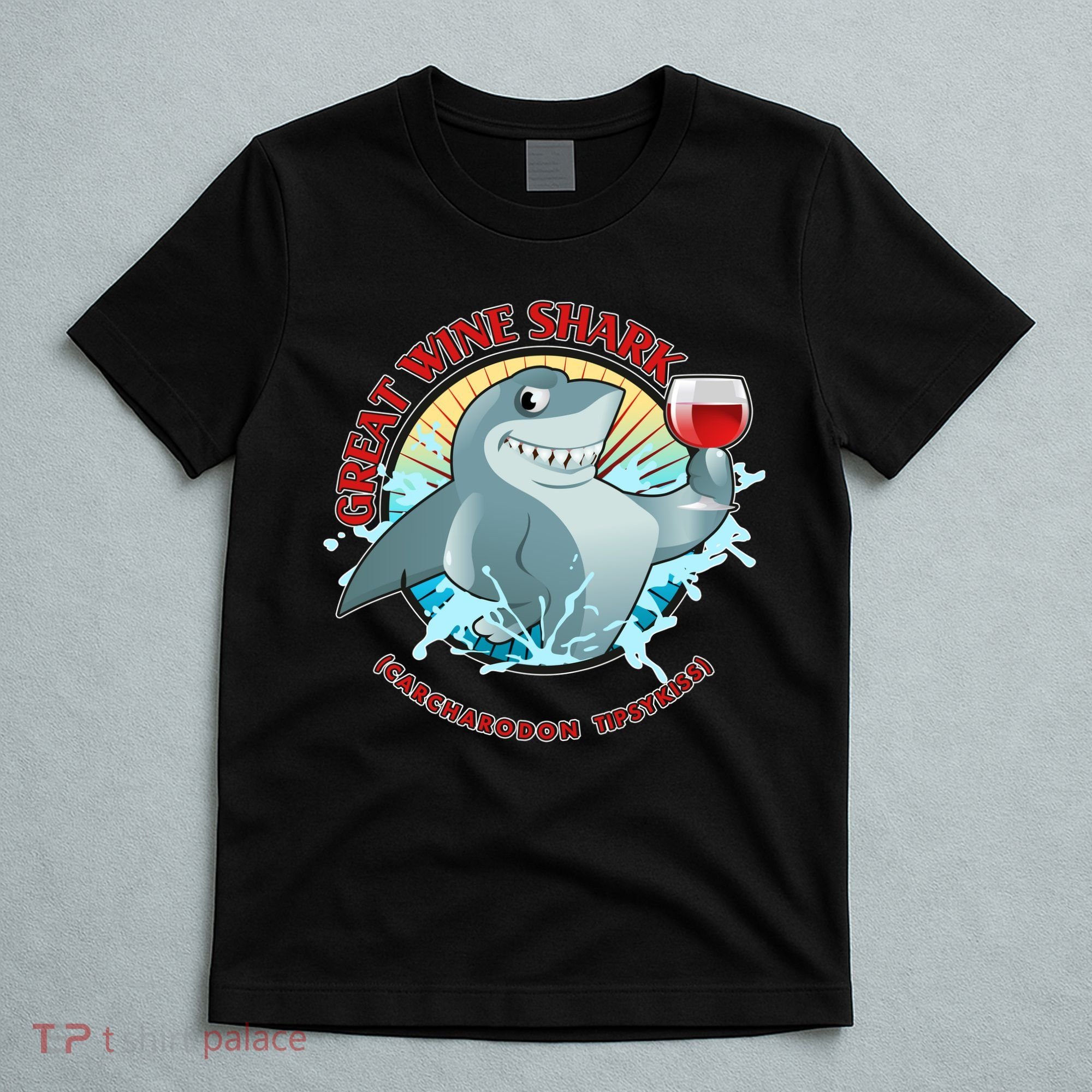 Funny Great Wine Shark Emblem T-Shirt