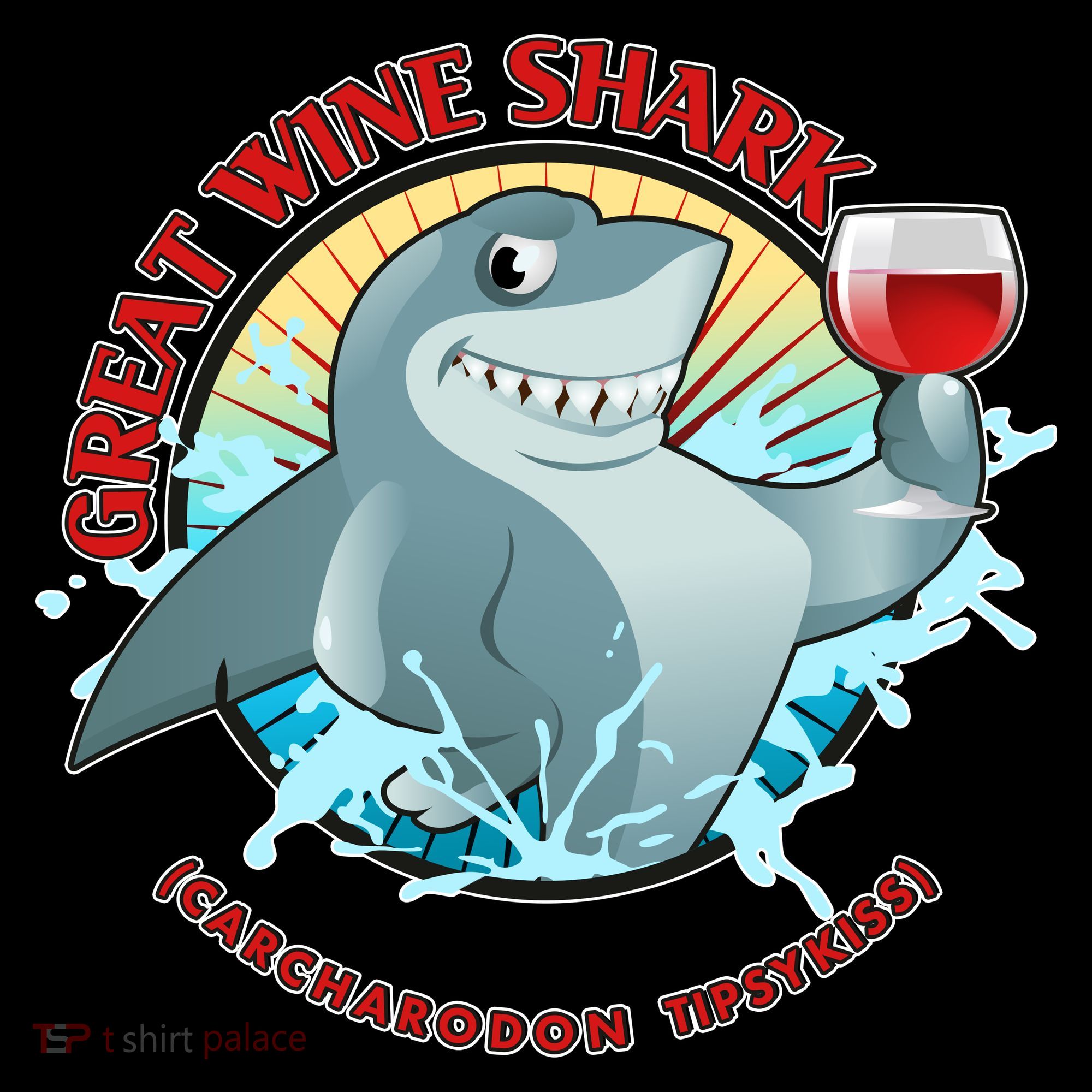 Funny Great Wine Shark Emblem T-Shirt