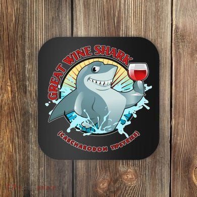 Funny Great Wine Shark Emblem Coaster