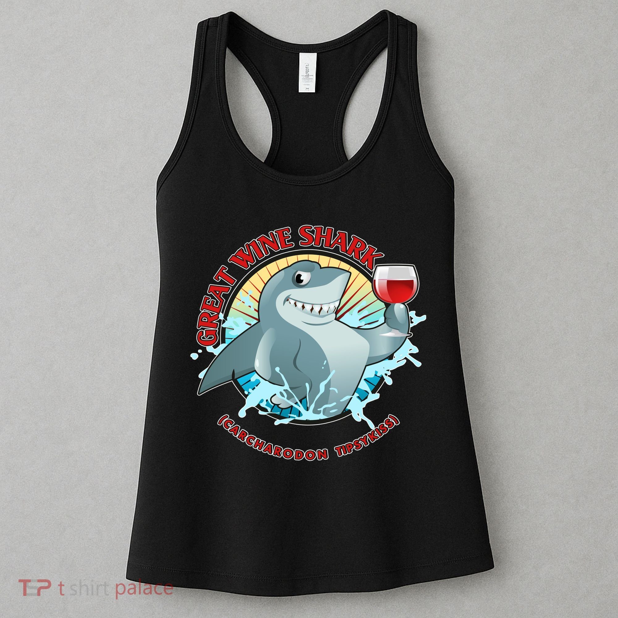 Funny Great Wine Shark Emblem Women's Tank Top