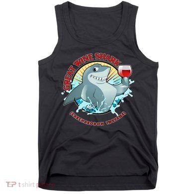 Funny Great Wine Shark Emblem Tank Top