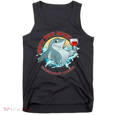 Funny Great Wine Shark Emblem Tank Top