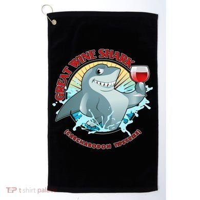Funny Great Wine Shark Emblem Golf Towel