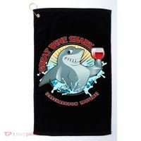 Funny Great Wine Shark Emblem Golf Towel thumb 0
