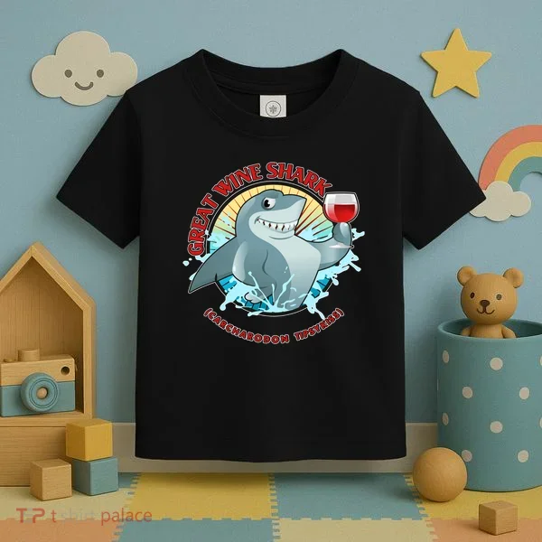 Funny Great Wine Shark Emblem Toddler T-Shirt