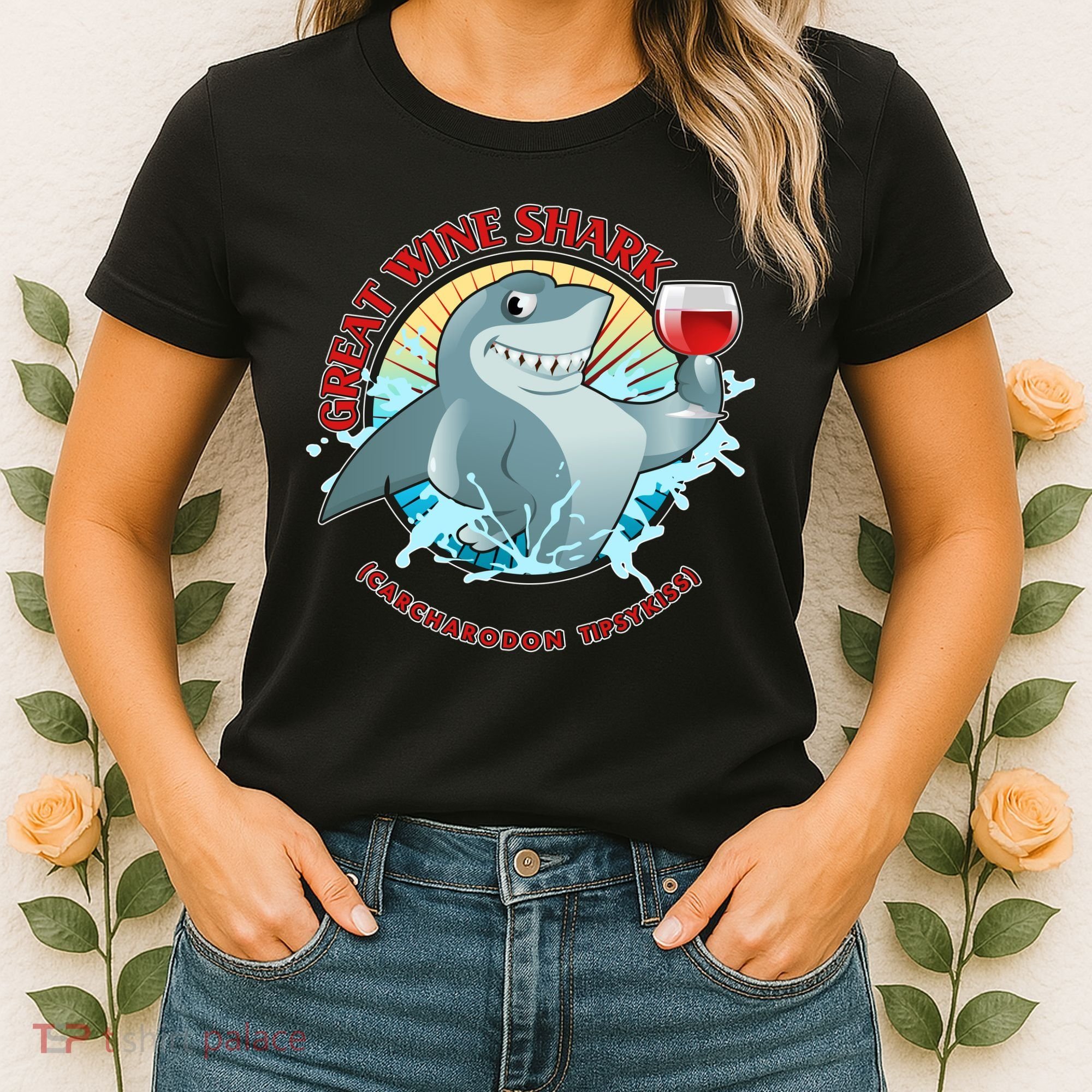 Funny Great Wine Shark Emblem Women's T-Shirt
