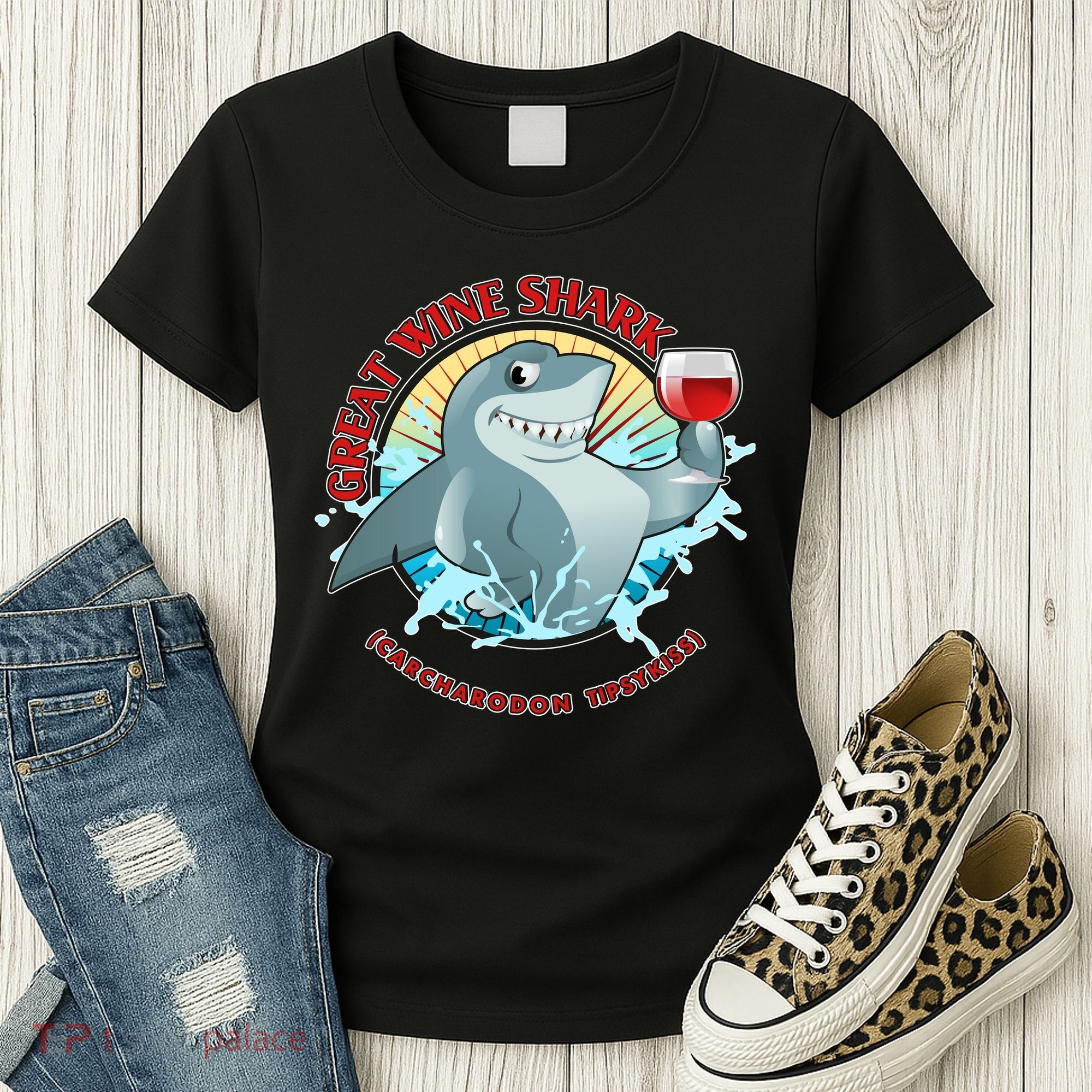 Funny Great Wine Shark Emblem Women's T-Shirt