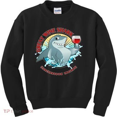 Funny Great Wine Shark Emblem Kids Sweatshirt