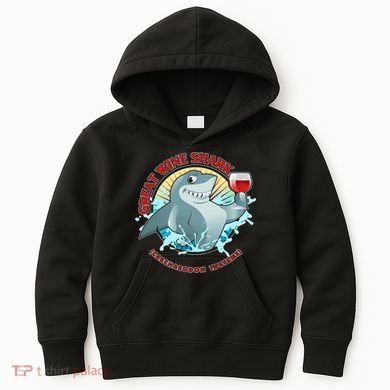 Funny Great Wine Shark Emblem Kids Hoodie