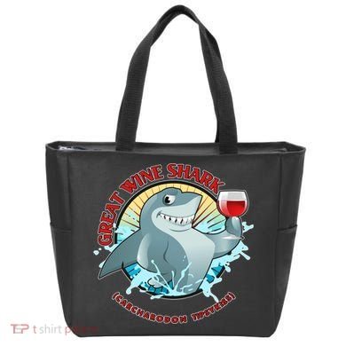 Funny Great Wine Shark Emblem Tote Bag