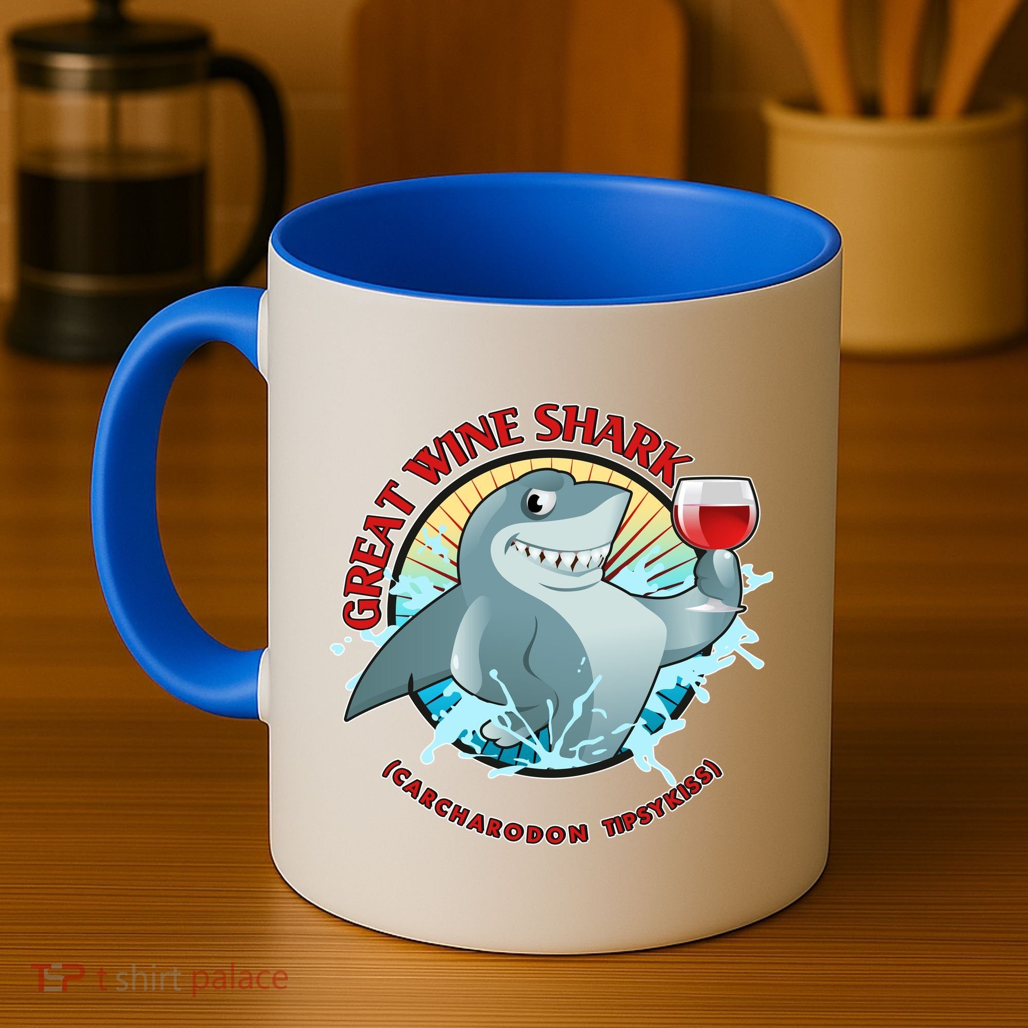 Funny Great Wine Shark Emblem Coffee Mug