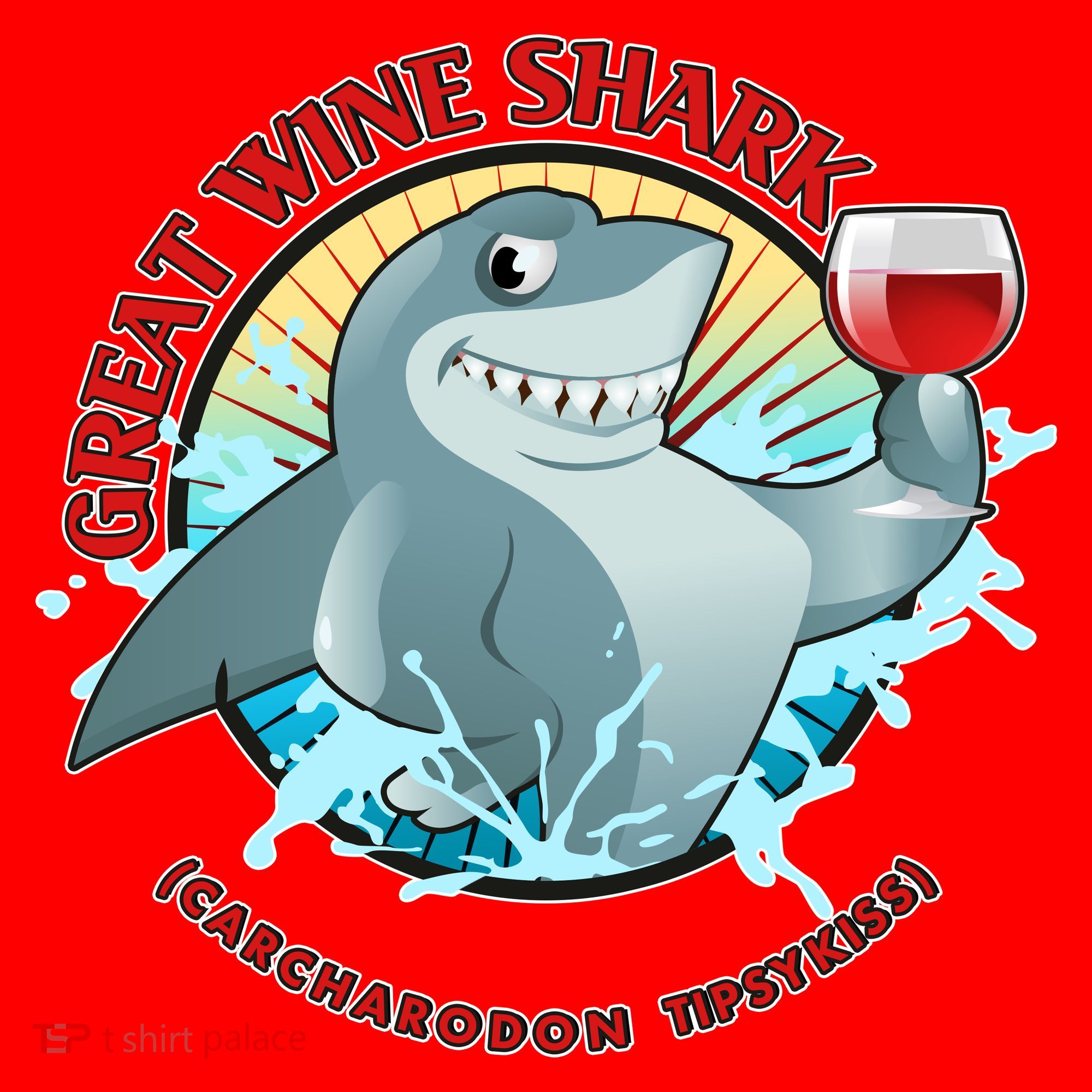 Funny Great Wine Shark Emblem Santa Hat