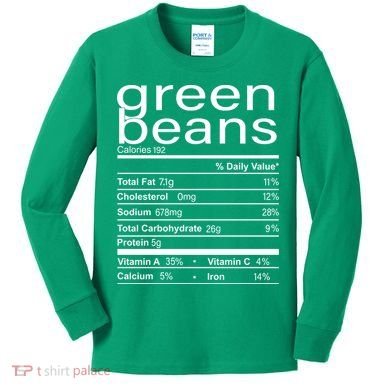 Funny Green Bean Nutrition Kids Long Sleeve Shirt