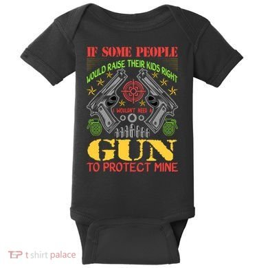 Funny Gun 2nd Amendment Protect Me Baby Bodysuit