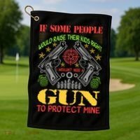 Funny Gun 2nd Amendment Protect Me Golf Towel thumb 1