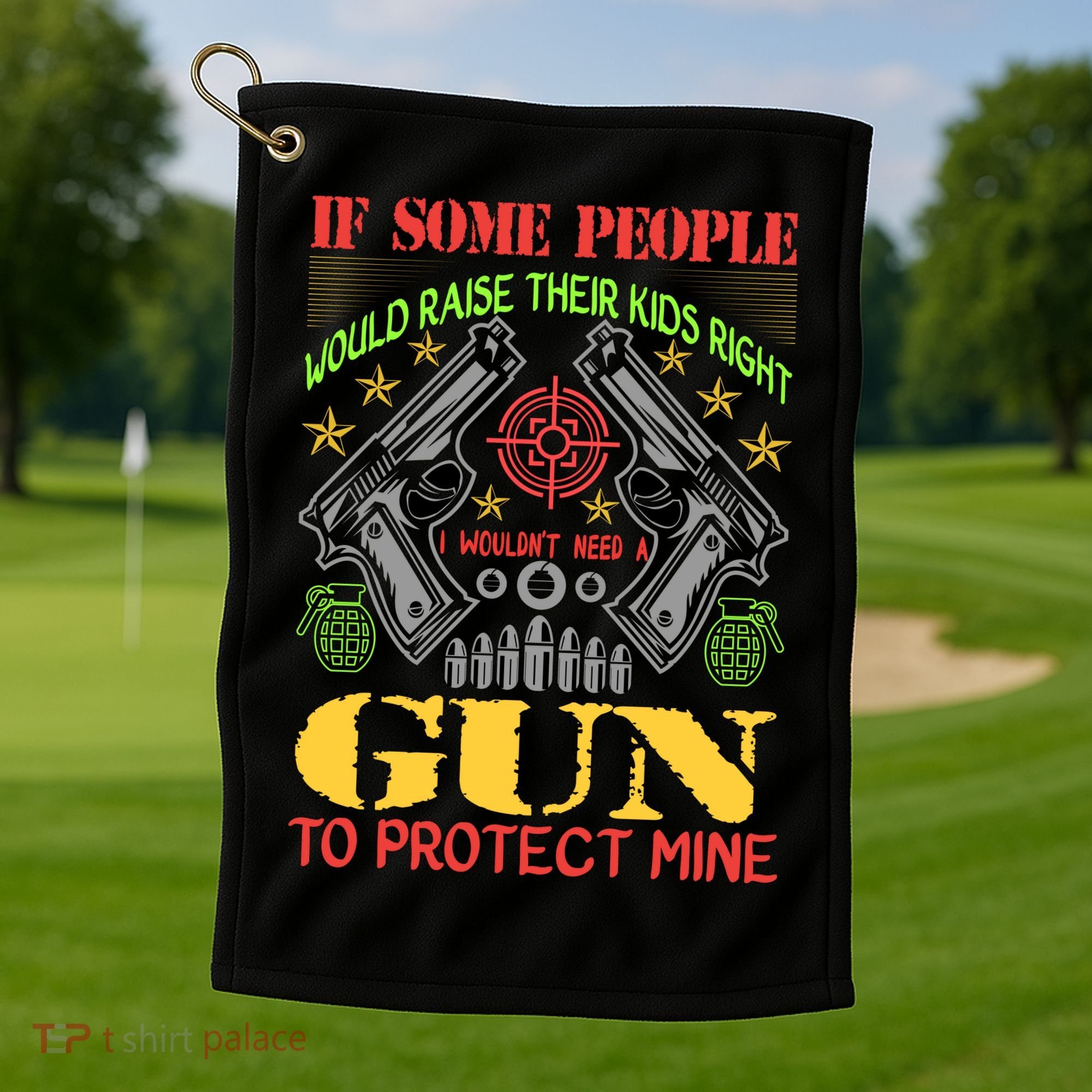 Funny Gun 2nd Amendment Protect Me Golf Towel