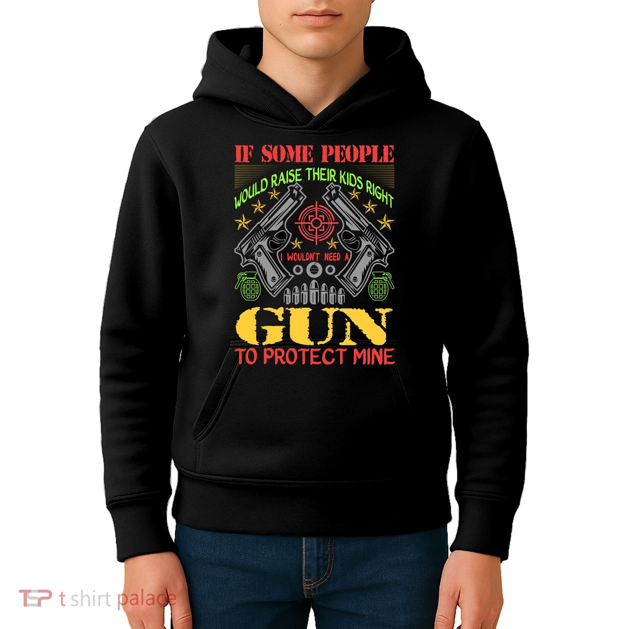 Funny Gun 2nd Amendment Protect Me Kids Hoodie