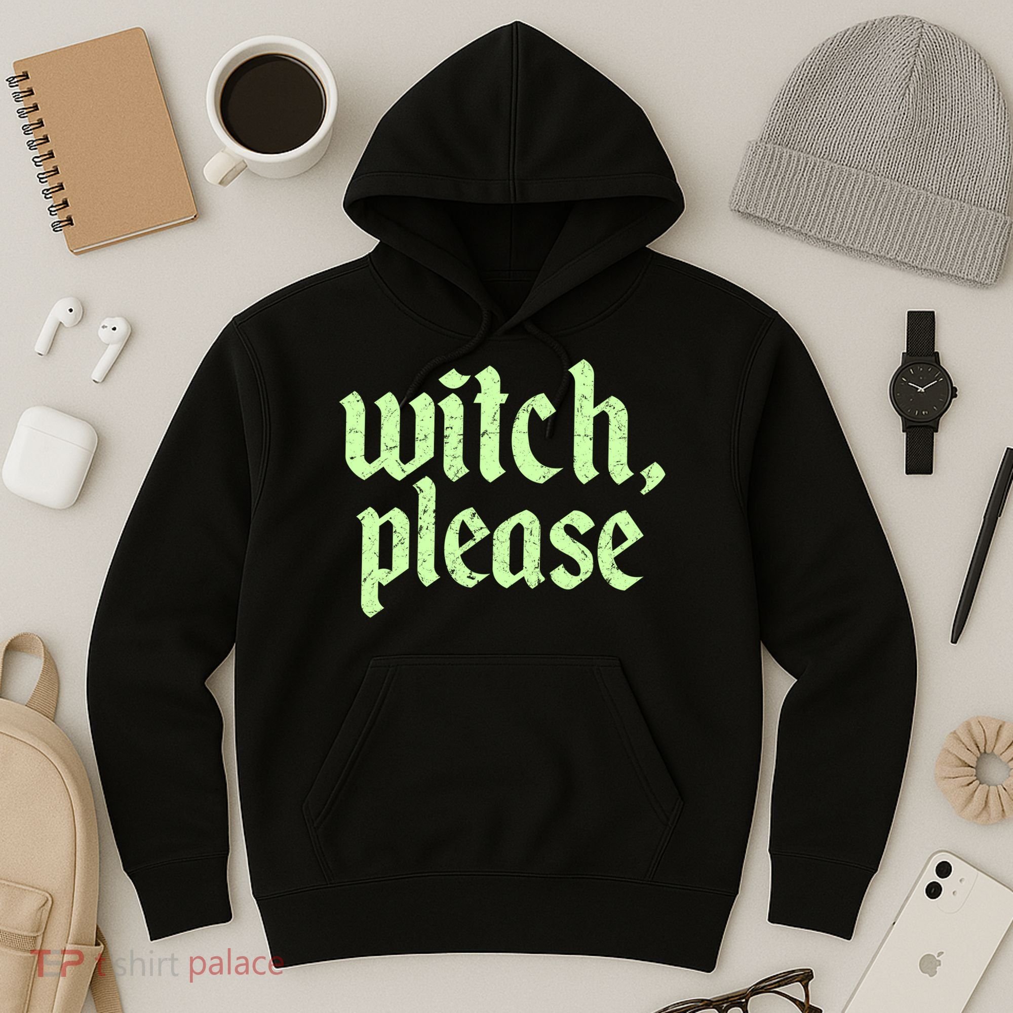 Funny Halloween Distressed Witch Please  Hoodie