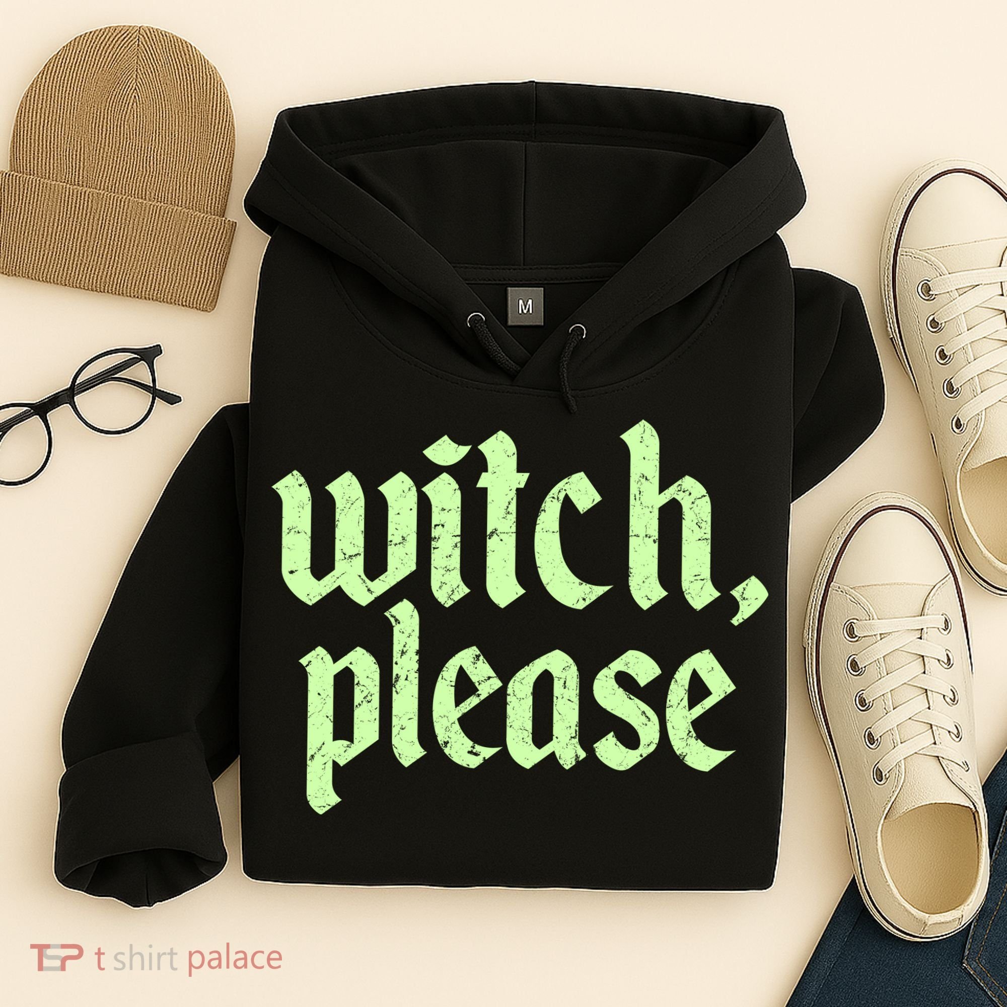 Funny Halloween Distressed Witch Please  Hoodie