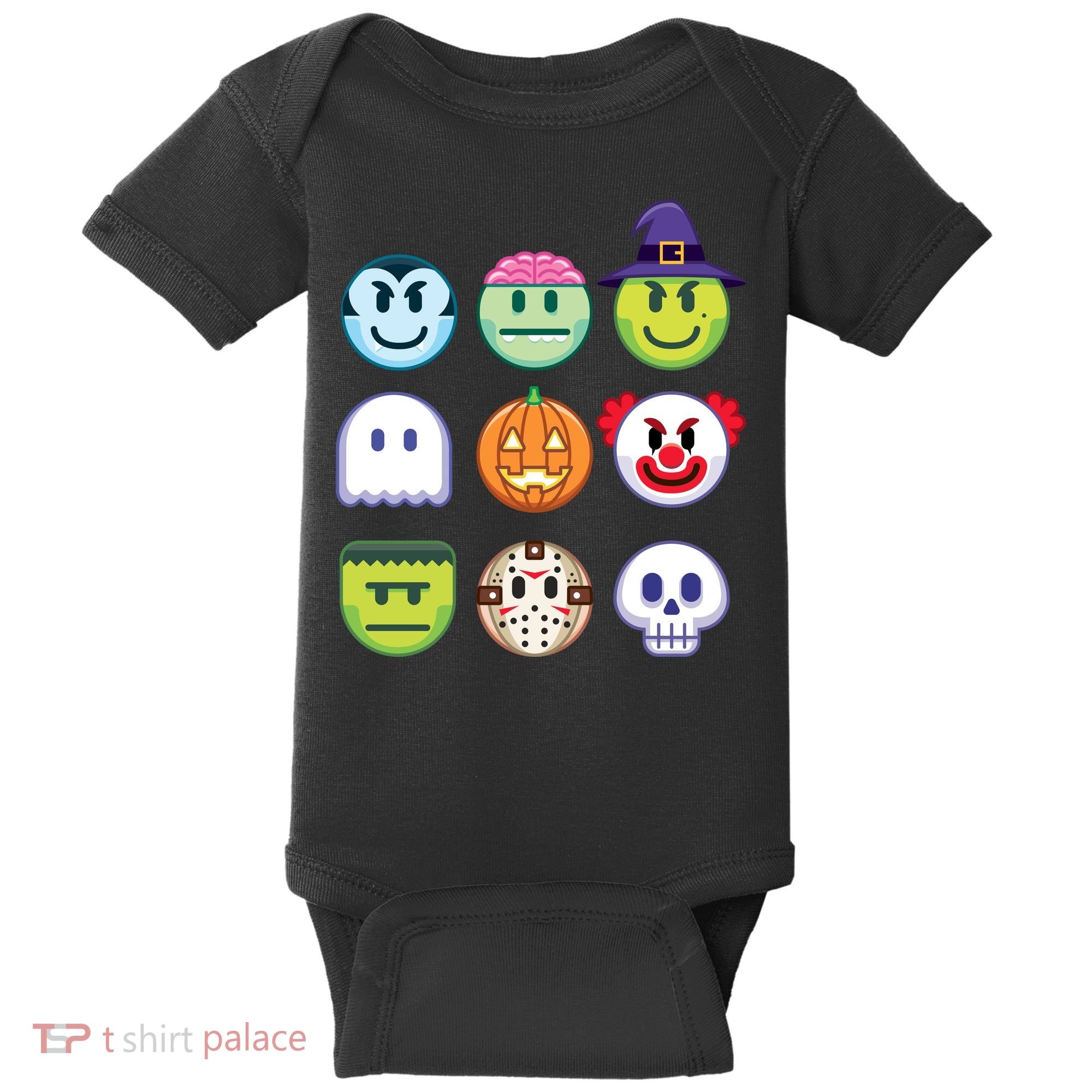 Funny Halloween Emoji's Baby Bodysuit