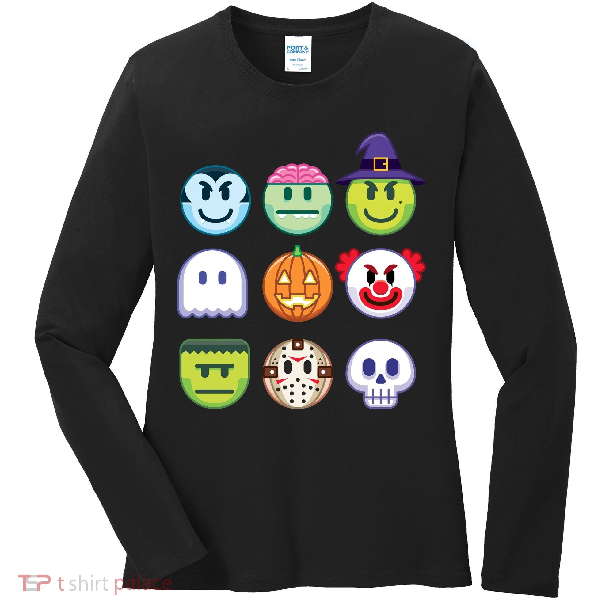 Funny Halloween Emoji's Women's Long Sleeve Shirt
