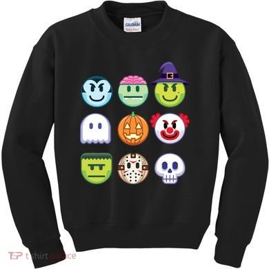 Funny Halloween Emoji's Kids Sweatshirt