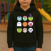 Funny Halloween Emoji's Kids Hoodie thumb 3