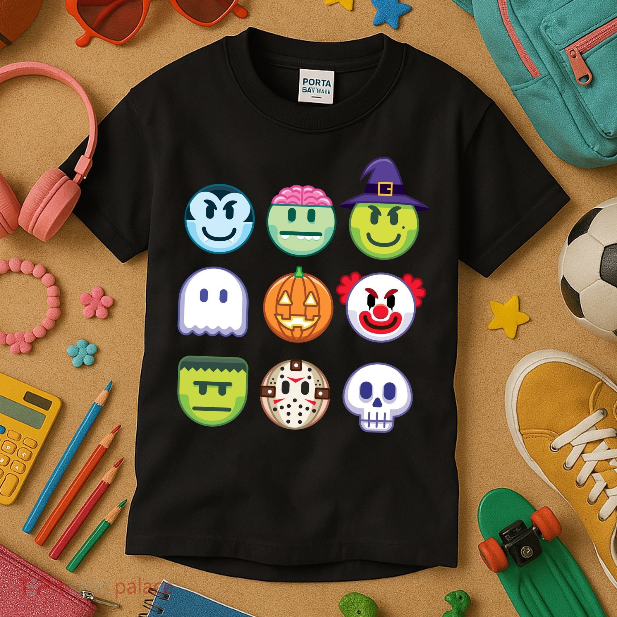 Funny Halloween Emoji's Kids T-Shirt