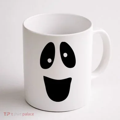 Funny Halloween Ghost Face Coffee Mug back