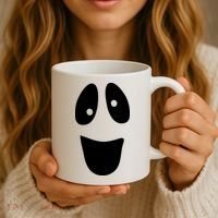 Funny Halloween Ghost Face Coffee Mug thumb 3