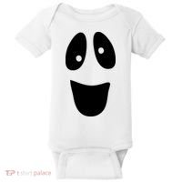 Funny Halloween Ghost Face Baby Bodysuit thumb 0