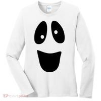 Funny Halloween Ghost Face Women's Long Sleeve Shirt thumb 0