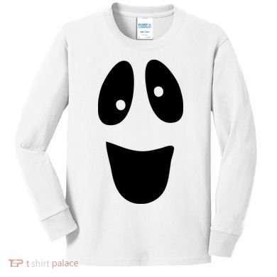 Funny Halloween Ghost Face Kids Long Sleeve Shirt