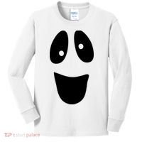 Funny Halloween Ghost Face Kids Long Sleeve Shirt thumb 0