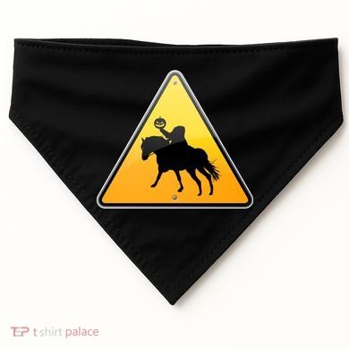 Funny Halloween Headless Horseman Crossing USA-Made Doggie Bandana