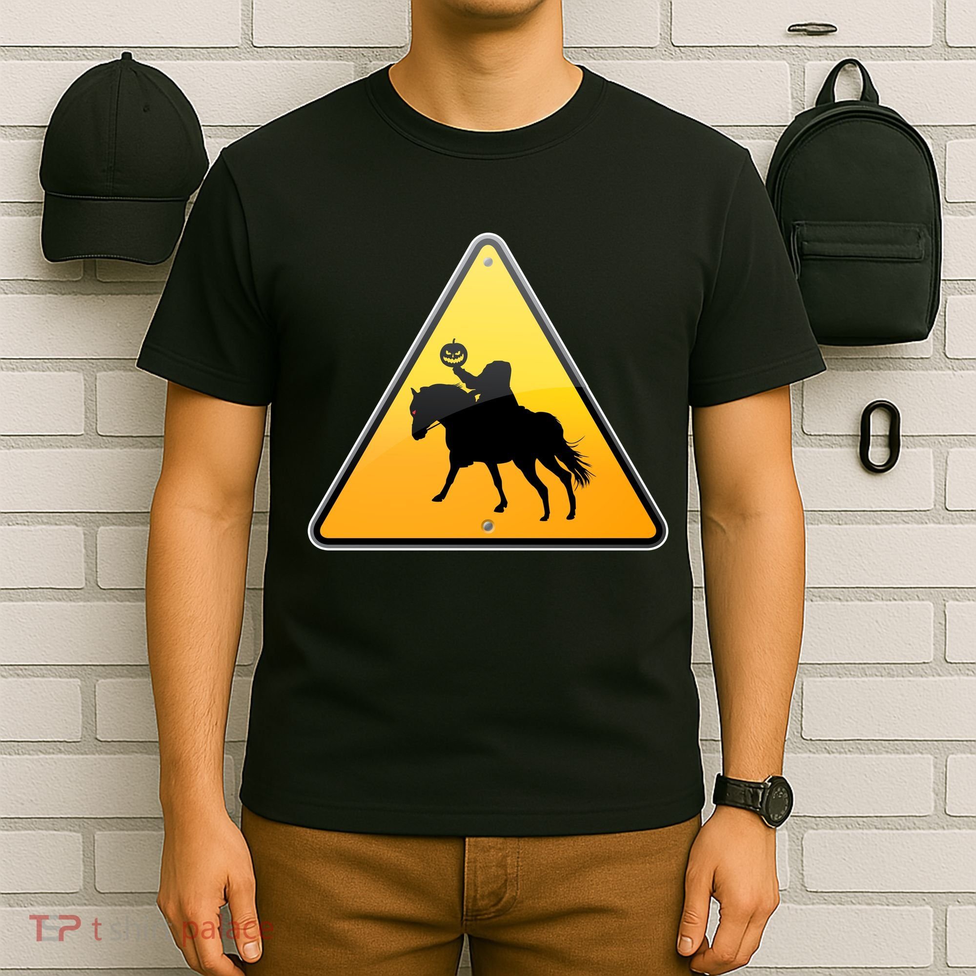 Funny Halloween Headless Horseman Crossing T-Shirt
