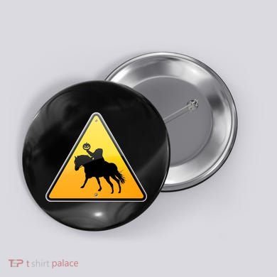 Funny Halloween Headless Horseman Crossing Button