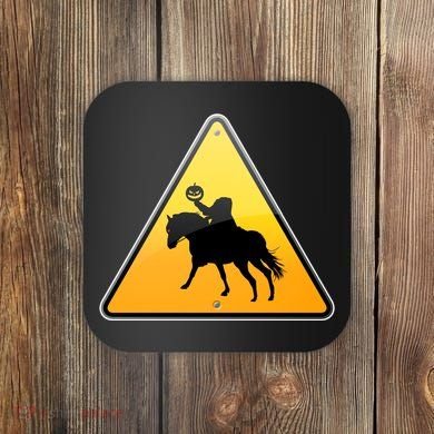 Funny Halloween Headless Horseman Crossing Coaster