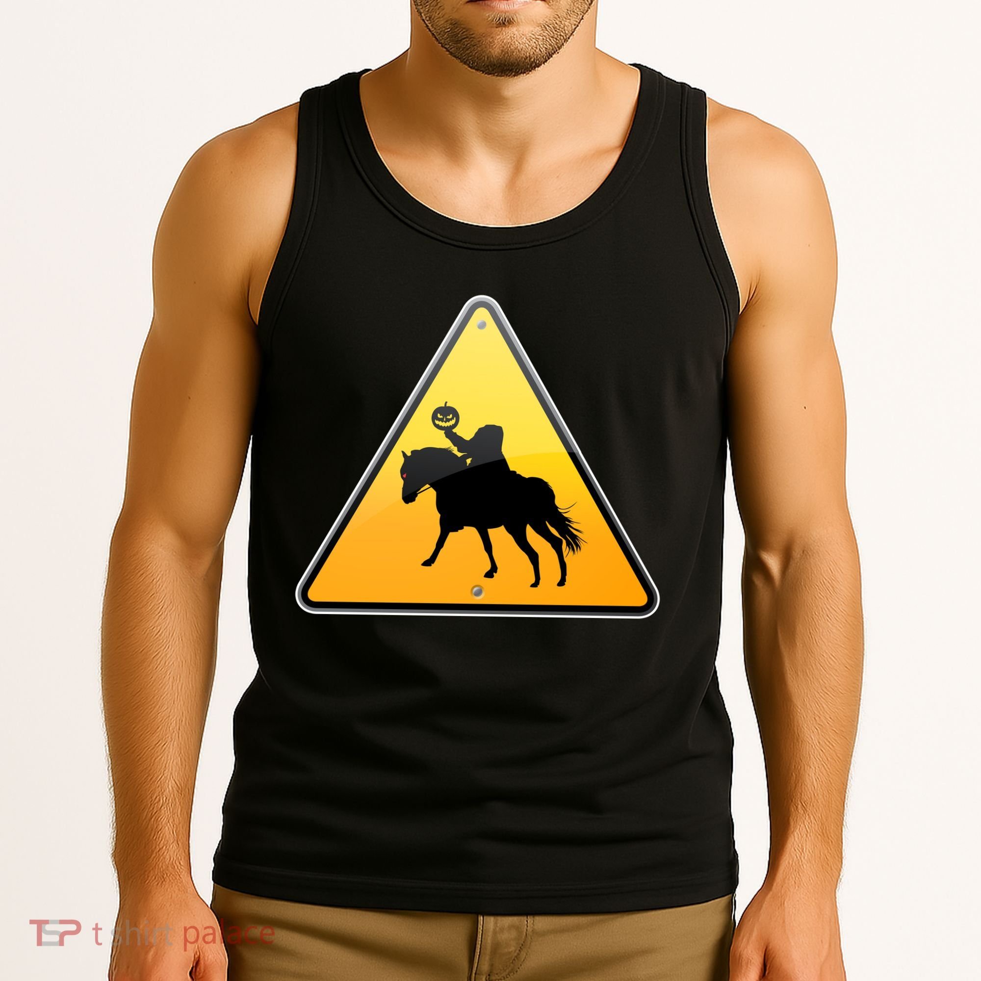 Funny Halloween Headless Horseman Crossing Tank Top