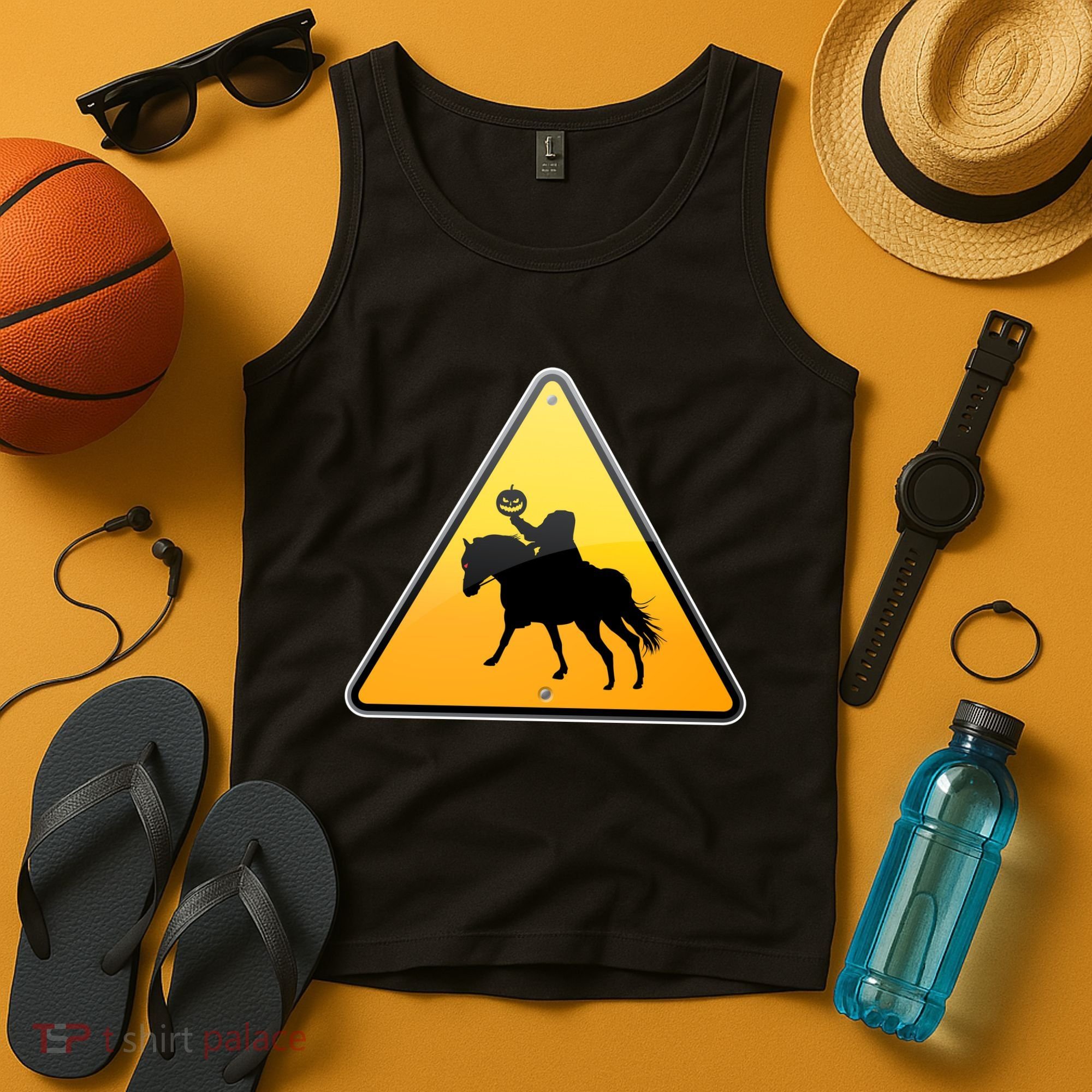 Funny Halloween Headless Horseman Crossing Tank Top