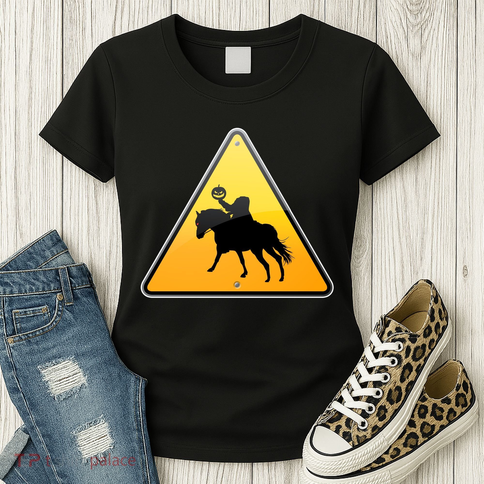 Funny Halloween Headless Horseman Crossing Women's T-Shirt