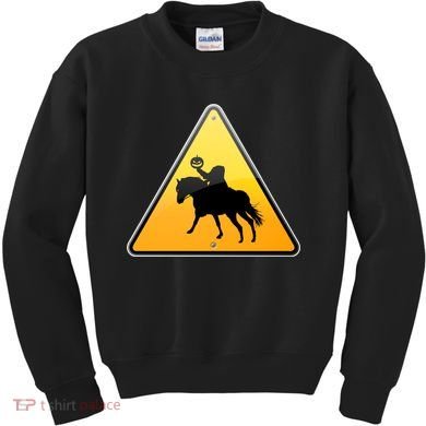 Funny Halloween Headless Horseman Crossing Kids Sweatshirt