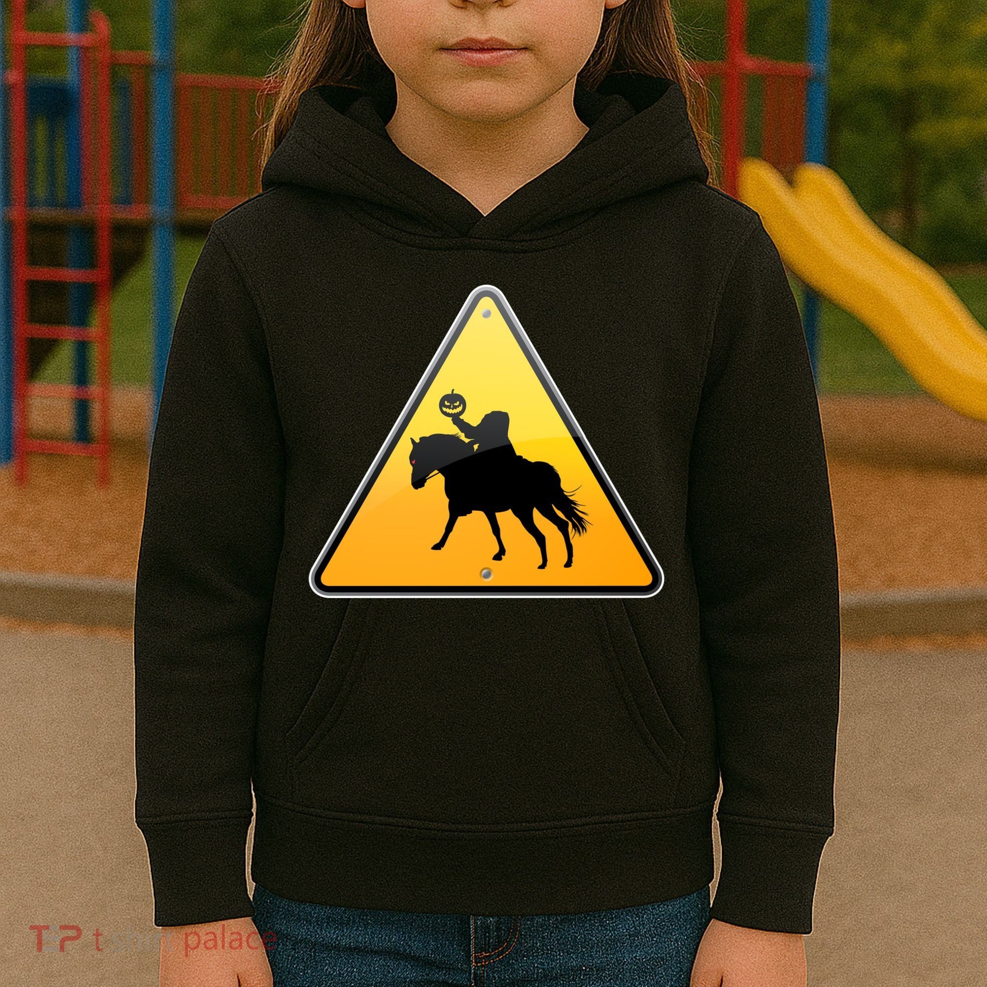 Funny Halloween Headless Horseman Crossing Kids Hoodie