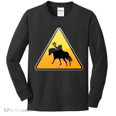 Funny Halloween Headless Horseman Crossing Kids Long Sleeve Shirt