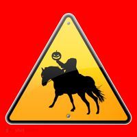 Funny Halloween Headless Horseman Crossing Santa Hat thumb 1