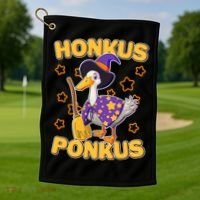 Funny Halloween Honkus Ponkus Duck Golf Towel thumb 1