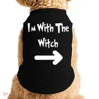 Funny Halloween I'm With The Witch  Doggie Tank thumb 0