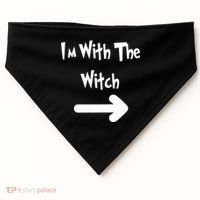 Funny Halloween I'm With The Witch  USA-Made Doggie Bandana thumb 0